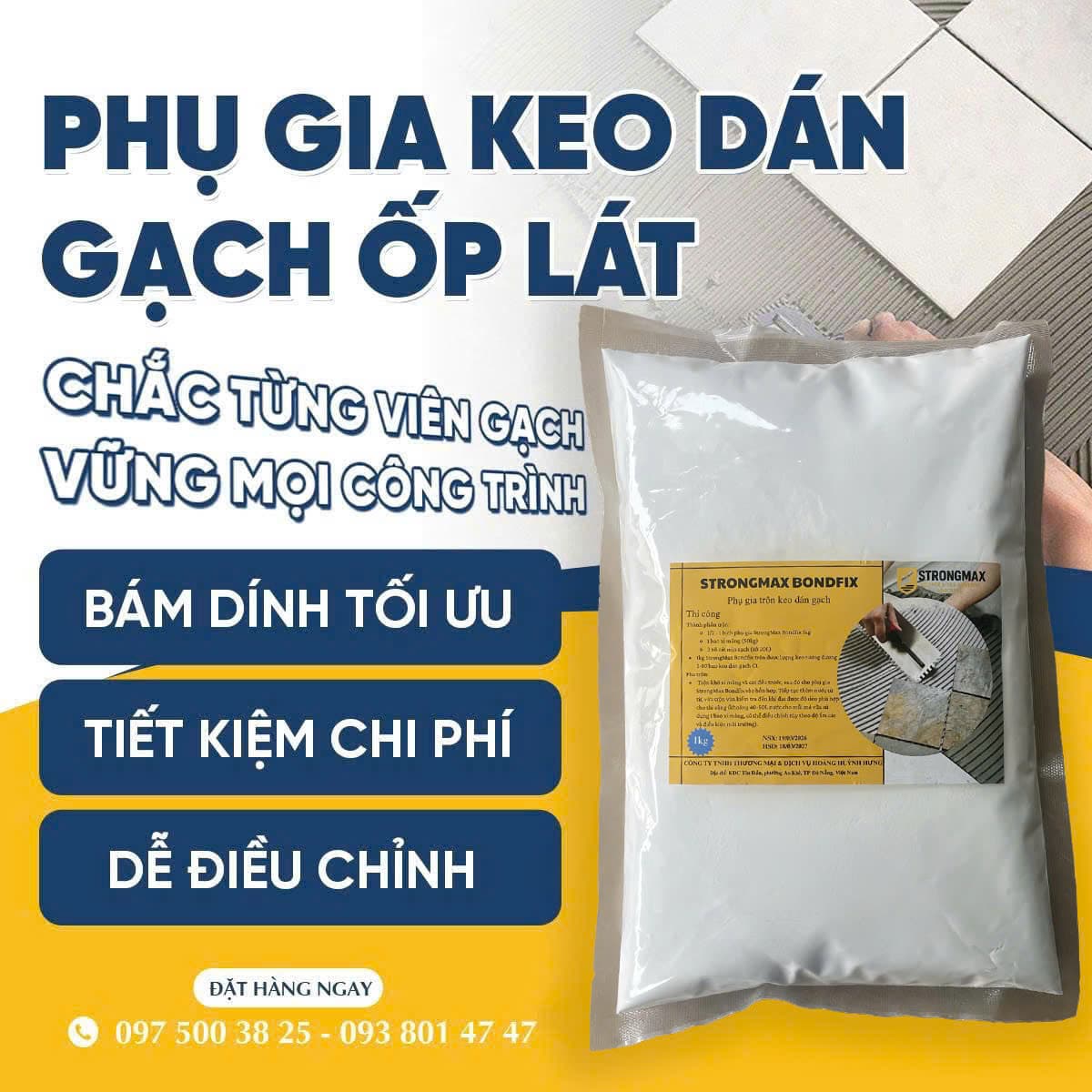 Gạch ốp tường, lát nền bị bong, phụ gia trộn keo dán gạch StrongMax Bondfix